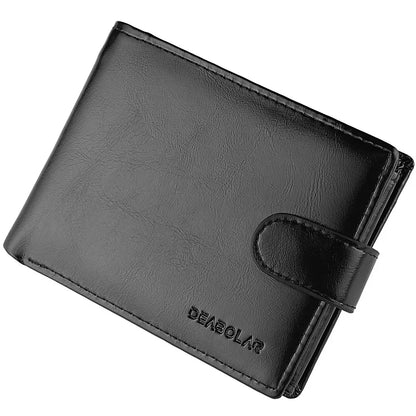 Retro Large Capacity 3 Fold Buckle Short Wallet PU leather Wallet Multiple Card Slots ID Credit Card Holder Men Coin Bag Purse