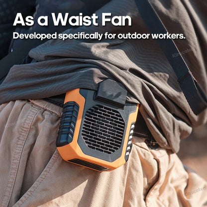 KINSCOTER Outdoor Hanging Waist Fan 6000mAh Portable Waist/Neck Fan Cooler Ventilator 3 Speeds Silent Long Use Life Electric Fan