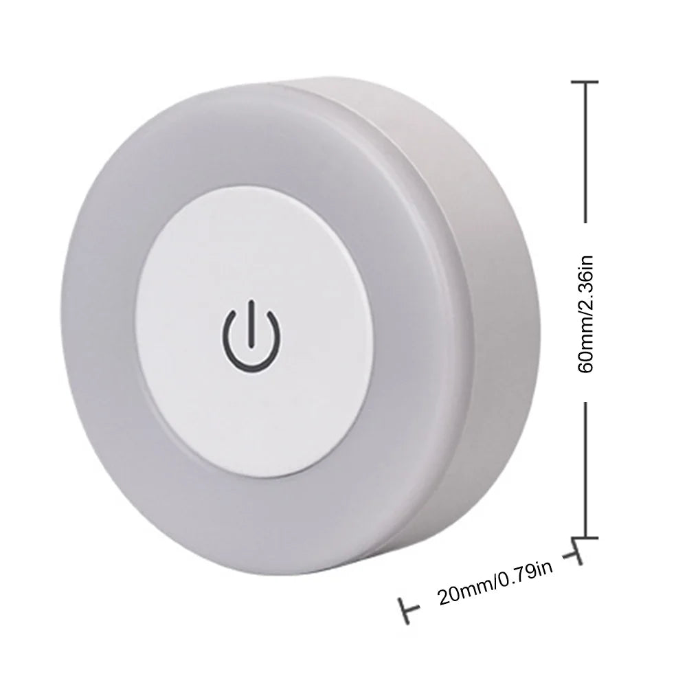 Mini LED Touch Sensor Night Lights USB Rechargeable Kitchen Bedroom Magnetic Base Wall Light Round Portable Dimming Night Lamp