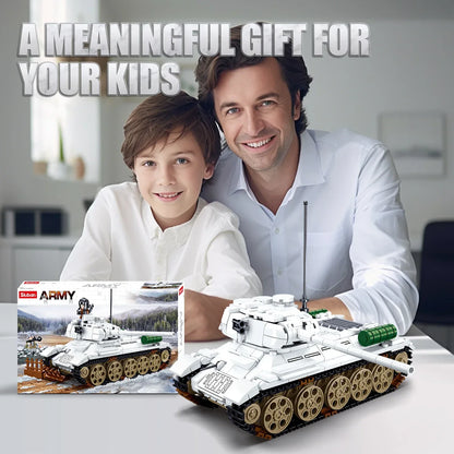 518PCS T34-85 Medium Tank Building Blocks WW2 Heavy Tank Chariot Soldier Figures Model Bricks Set Educational Toys Gifts For Kid