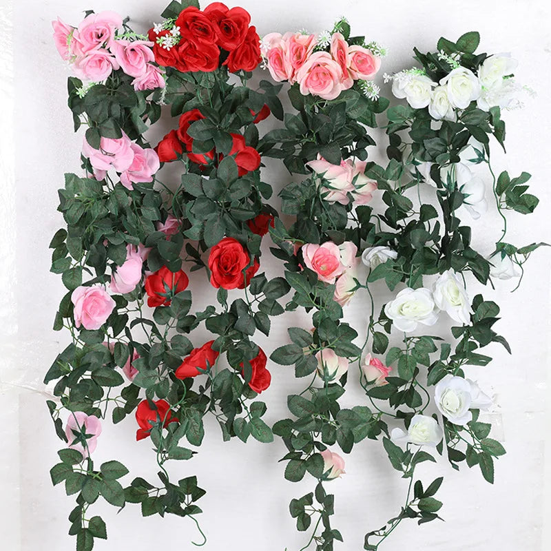 80cm Artificial Flowers Hanging Rose Vine Home Wedding Party Balcony Decor Outdoor DIY Garland Artificial Plants Fake Flower