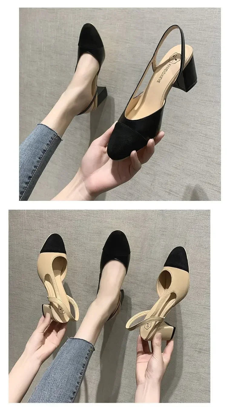 Fashion Women Shoes Woman Dress Shoes Mid Heel Square Head Wedding Party Sandals Casual Shoes