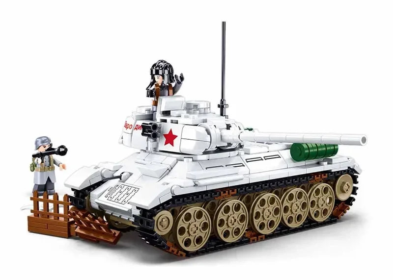 518PCS T34-85 Medium Tank Building Blocks WW2 Heavy Tank Chariot Soldier Figures Model Bricks Set Educational Toys Gifts For Kid