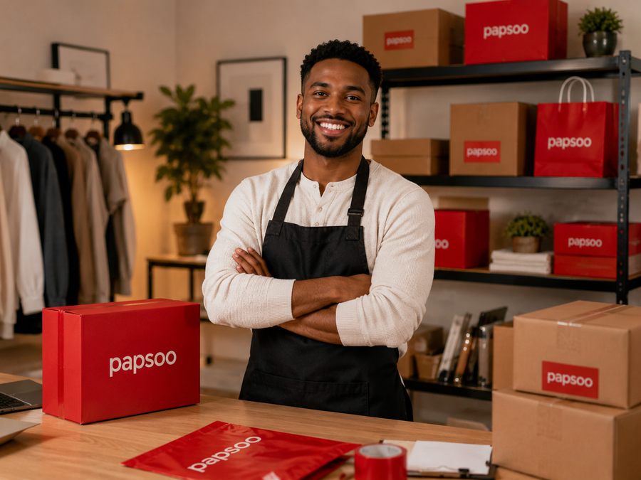 A small business owner preparing Papsoo orders