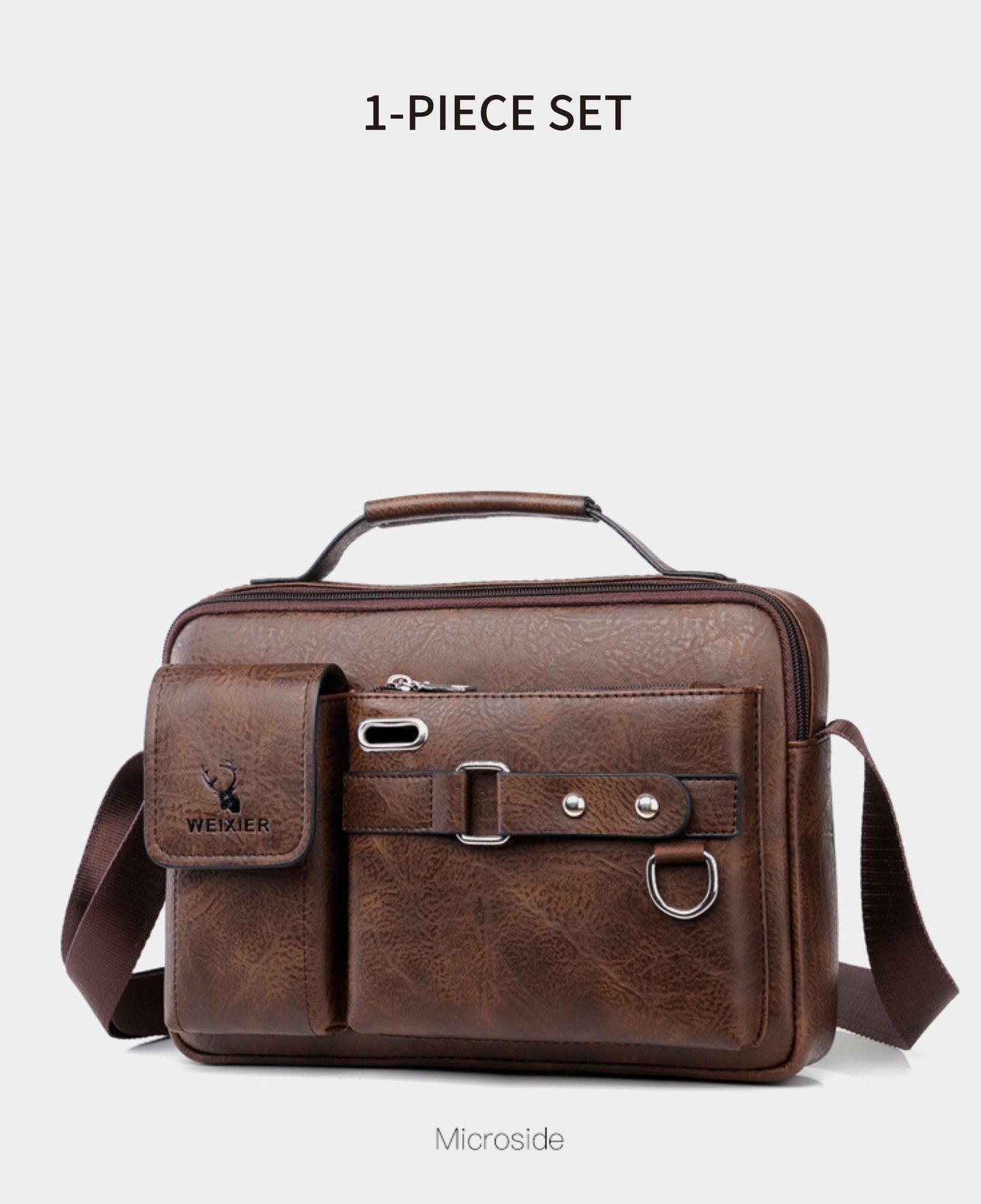 WEIXIER Men's Business Crossbody Bag - Premium with Multi-Compartment Design, Adjustable Strap & Portable Headphone Jack Pocket - Light Brown Office & Casual Shoulder Bag Gift for Dad, Husband (Anniversary Present), Crossbody