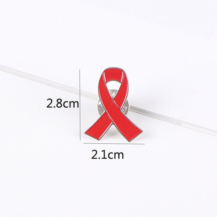 Alloy dripping oil love red ribbon logo brooch AIDS badges HIV International symbol public welfare activities