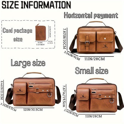 WEIXIER Men's Business Crossbody Bag - Premium with Multi-Compartment Design, Adjustable Strap & Portable Headphone Jack Pocket - Light Brown Office & Casual Shoulder Bag Gift for Dad, Husband (Anniversary Present), Crossbody