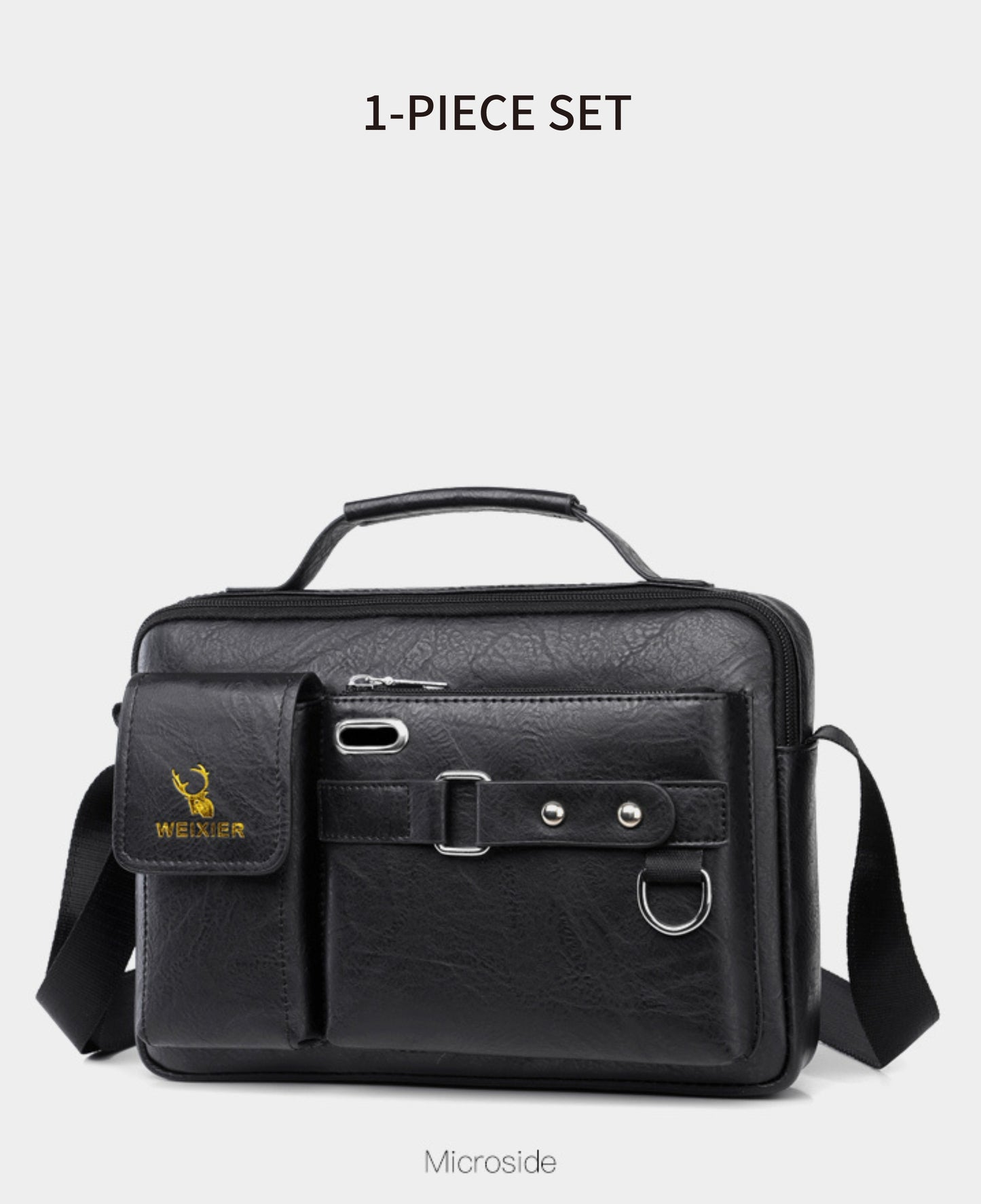 WEIXIER Men's Business Crossbody Bag - Premium with Multi-Compartment Design, Adjustable Strap & Portable Headphone Jack Pocket - Light Brown Office & Casual Shoulder Bag Gift for Dad, Husband (Anniversary Present), Crossbody
