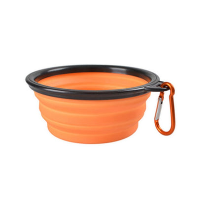 Portable Foldable Pet Bowl with Black Frame, 11.83oz TPR Dog Food Dish for Outdoors