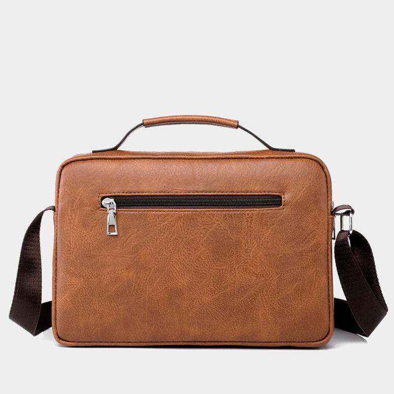 WEIXIER Men's Business Crossbody Bag - Premium with Multi-Compartment Design, Adjustable Strap & Portable Headphone Jack Pocket - Light Brown Office & Casual Shoulder Bag Gift for Dad, Husband (Anniversary Present), Crossbody