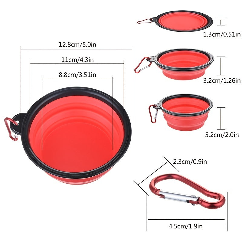 Portable Foldable Pet Bowl with Black Frame, 11.83oz TPR Dog Food Dish for Outdoors