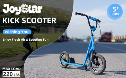 JOYSTAR Kick Scooter for Ages 5-9 Years Old Kids with 12 Inch Front and Rear Wheel, Rear V-Brake and Adjustable Handlebar