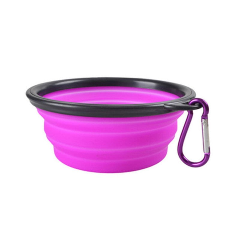 Portable Foldable Pet Bowl with Black Frame, 11.83oz TPR Dog Food Dish for Outdoors