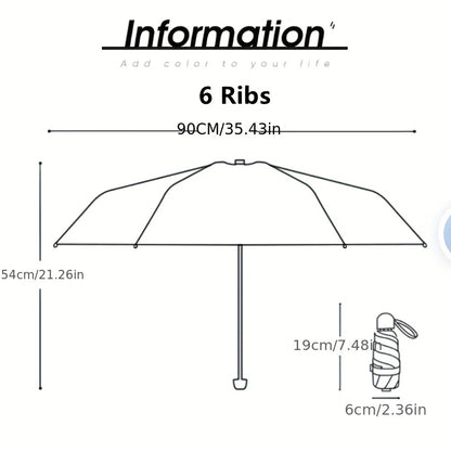 501 Six-Rib Capsule Umbrella: Stylish Windproof and Compact Mini Folding Pocket Umbrella, Perfect for Boys & Girls Outdoor Use – Ideal Mother's Day Gift