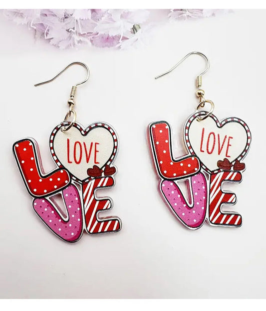 VALENTINE THEME ACRYLIC EARRING - LOVE-0